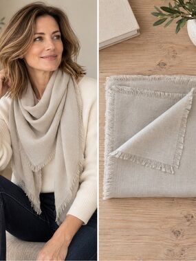 Taupe Lightweight Large Square Scarf | Soft Neutral Travel Shawl NWT